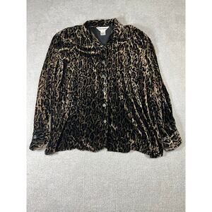 Paolo Santini vintage leopard print top black brown‎ size 16 EUC
